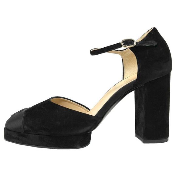 Chanel Suede Cap Toe Mary Jane Pumps in Black – Size 41 - Picture 1 of 11